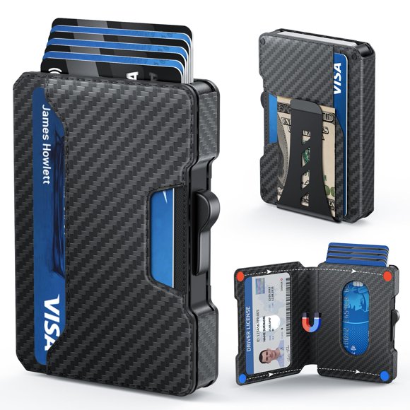Billetera BESSIO Slim Minimalist con clip para billetes y bloqueo RFID