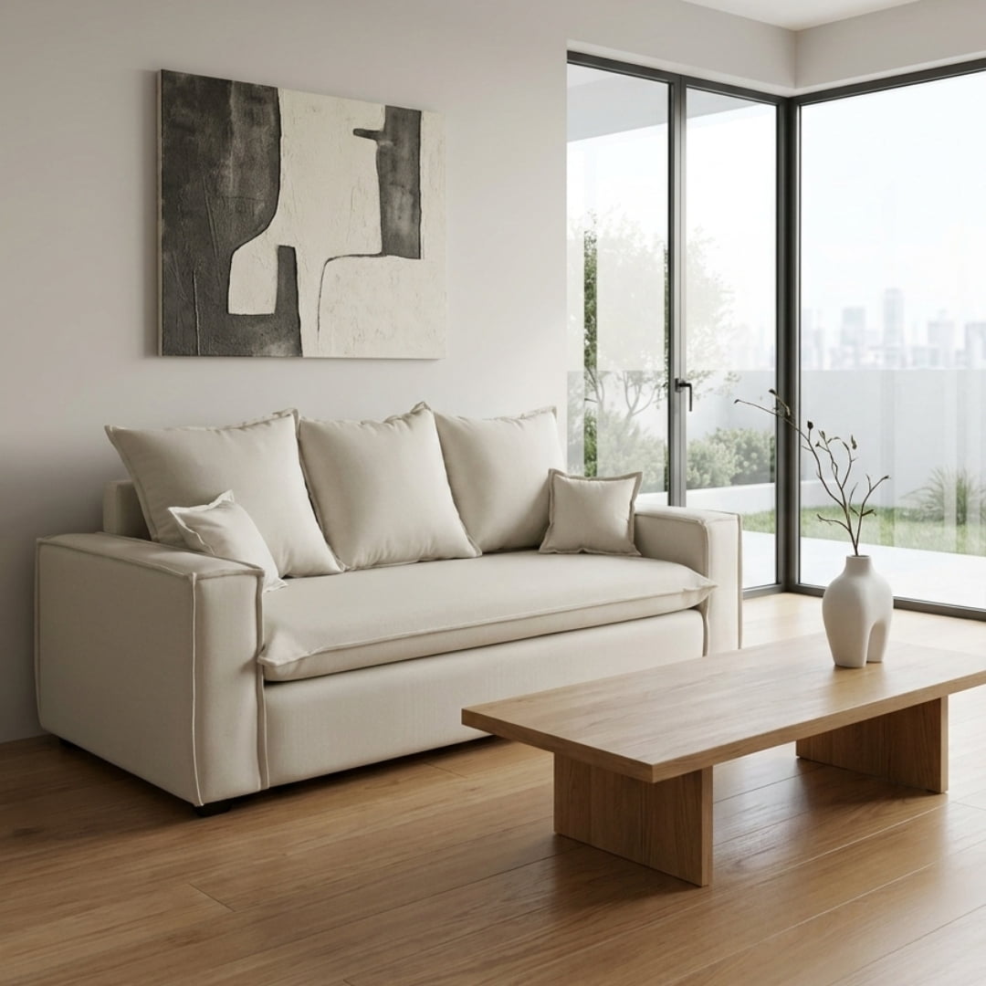 Luzyhogar - Sofá Madrid 180 Cm - Lino Crudo