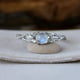 thumbnail image 1 of Gorgeous Sterling Silver Rainbow Moonstone Thumb Ring - Perfect for Women's Minimalist Style!, 1 of 4