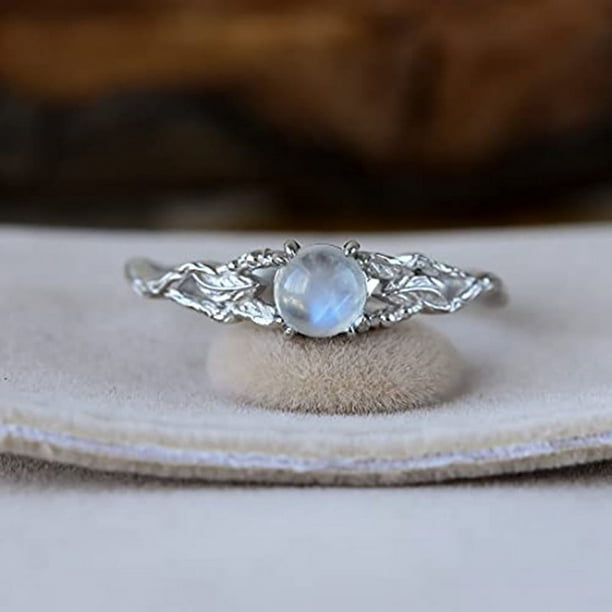 Gorgeous Sterling Silver Rainbow Moonstone Thumb Ring - Perfect for Women's Minimalist Style!