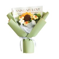 Magideal - Flores De Crochet De Crochet De Flor De Girasol Decoración De La Oficina En Casa Terminado Regalo Del Día De La Madre Para El Día De Acción De Gracias Verde