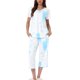 thumbnail image 1 of INSPIRE CHIC Conjunto de Pijama de Mujer con Tinte de Corbata Cuello en V Manga Corta Pantalones Capri Conjunto de Salón con Bolsillos XL Azul Blanco, 1 of 6