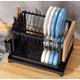 thumbnail image 2 of Secaplatos Escurridor Platos Organizador Cocina 2 Niveles Con Desagüe Y Bandeja Acero, 2 of 8