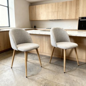 Pack 2 Sillas Comedor Moderna Acolchada Metal Sora Venhoouse Lino Gris