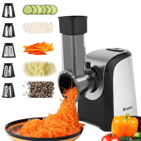 Rallador y Cortadora Eléctrica de Queso Homdox 150W con 5 Conos