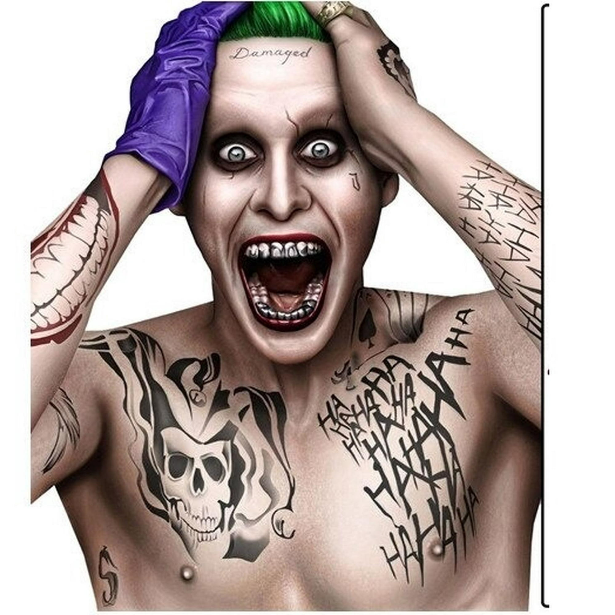 Genérica - Tatuaje Temporal Cosplay Joker - Guasón 3 Versiones Multicolor