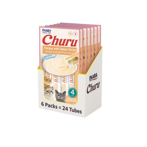 Inaba - Churu Cat Pollo Y Salmón 14G X4 | Pack 6 Unidades