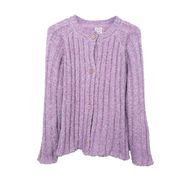 Chaleco Niña con Botones y Cuello Redondo Lila