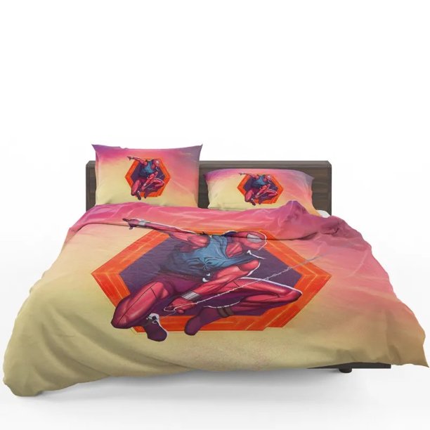 Scarlet SpiderMan Web of Intrigue Quilt Duvet Cover Set Bedclothes Super 3-Piece Bedding Set
