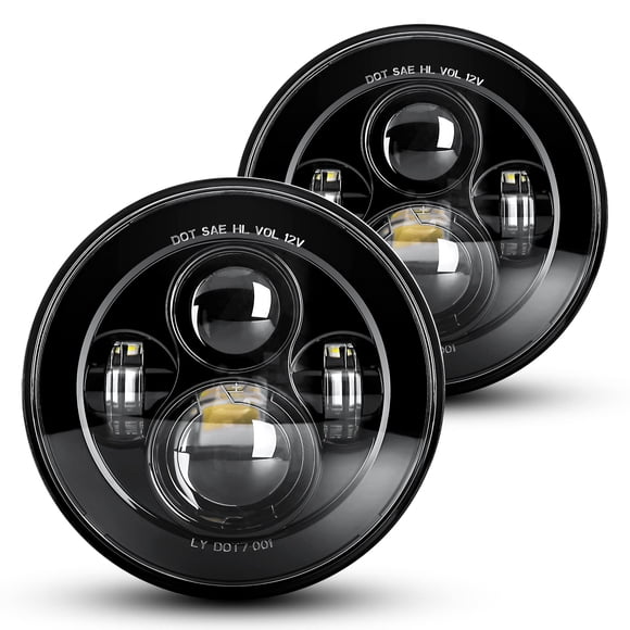 Faros LED LX-LIGHT redondos de 7 pulgadas, negros, luz alta y baja (par)