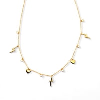 Tiana Joyas - Collar Con Circones, Rayos Y Corazones De Plata 925 Enchapado En Oro 18K