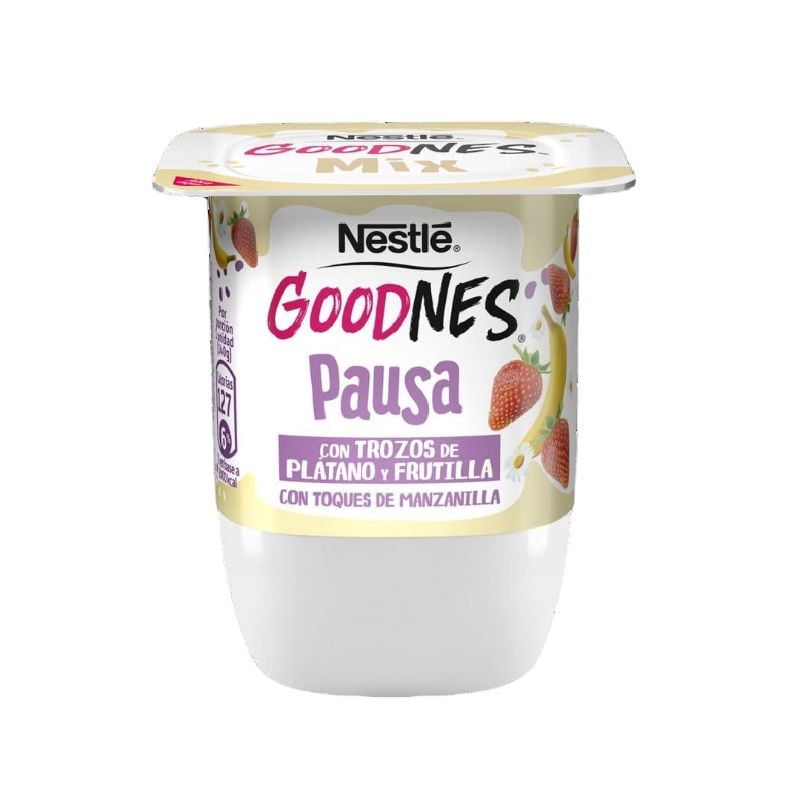 Yoghurt Goodnes Trozos De Plátano Y Frutilla Con Toques De Manzanilla Pote 140 g Nestlé