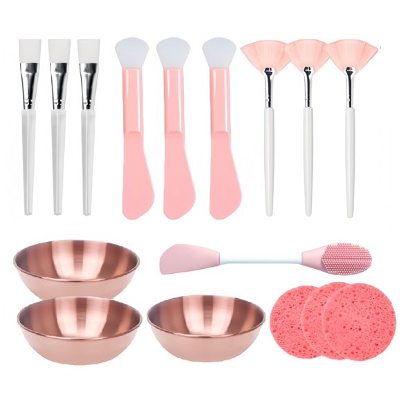 Set de 16 piezas de cepillos faciales GANINMEETYI en oro rosado