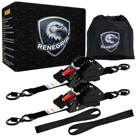 Correas de trinquete retráctiles Renegrip 1" x 3,6 m 1760 lb – Pack de 2