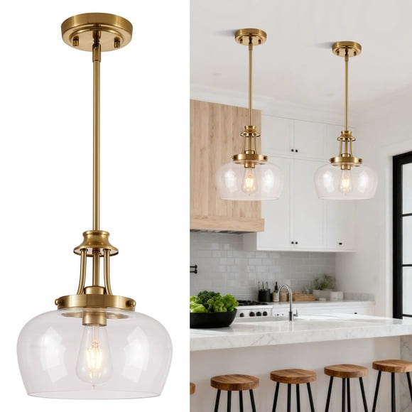 Lámpara colgante UnicozoHome dorado con pantalla de vidrio de 25 cm