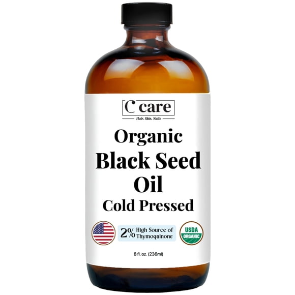 Black Seed Oil C CARE Botella de vidrio orgánico prensado en frío de 240 ml