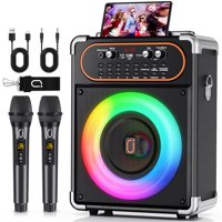 Máquina De Karaoke Hwwr Con 2 Micrófonos Y Altavoz Bluetooth 5.3