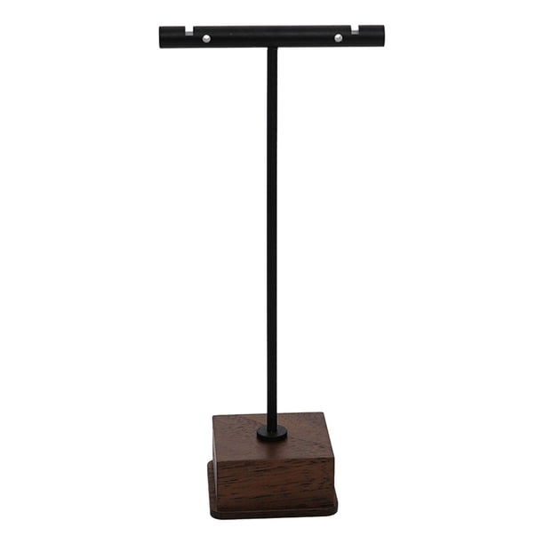 Soporte de Exhibición de Pendientes, Soporte de Joyería, Encimera, Soporte en T de Pendientes de Madera Y Metal, Soporte de Exhibición de Pendientes P Negro 14 cm de alto.