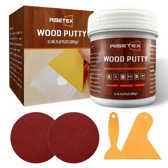 Masilla de relleno para madera RISETEX, apta para pintar, 300 ml, color nogal