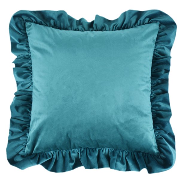 REGALWOVEN Funda de Cojín Cuadrada con Bordes Ondulados para Exterior, Juego de 1 Pieza para Decoración de Sofá en Sala de Estar Azul 18" x 18"