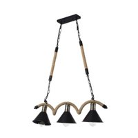 Hb Led - Lámpara Colgante Cáñamo Con Cadena Tres Luces E-27
