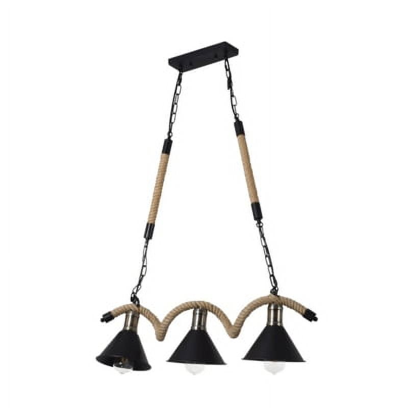 Hb Led - Lámpara Colgante Cáñamo Con Cadena Tres Luces E-27
