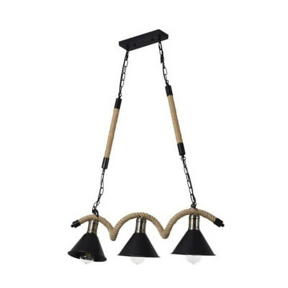 Lámpara Colgante Cáñamo Con Cadena Tres Luces E-27