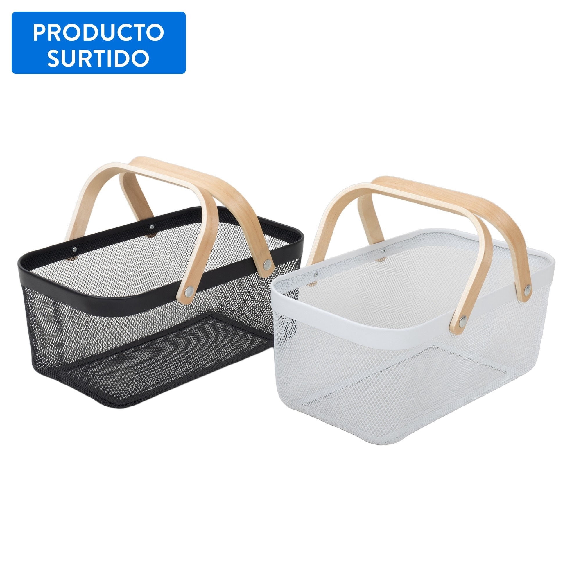 Mainstays - Canasto Metal, Madera, Color Surtido 1 Un