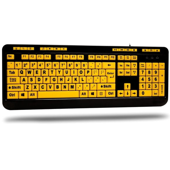 Teclado Adesso AKB-132UY luminoso, impresión grande 4X, USB, negro