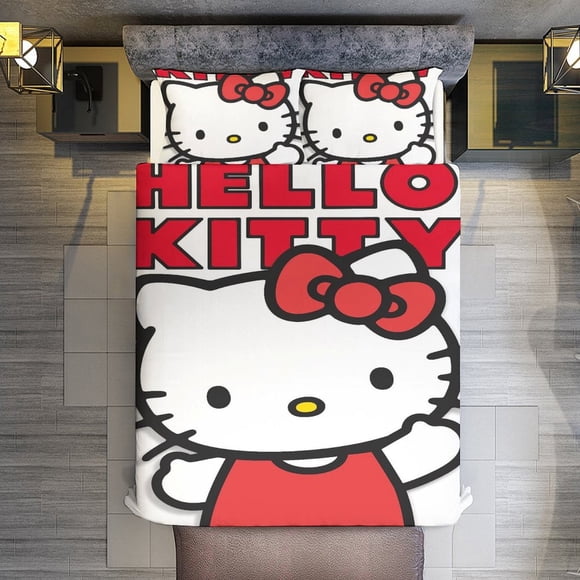 Hello Kitty and Friends Comforter Twin SizeComforter Set for Kids Girls3Pcs Bedding Set Printed Comforter with 2 PillowcasesDown AlternativeSoft and Lightweight Bed Sheets