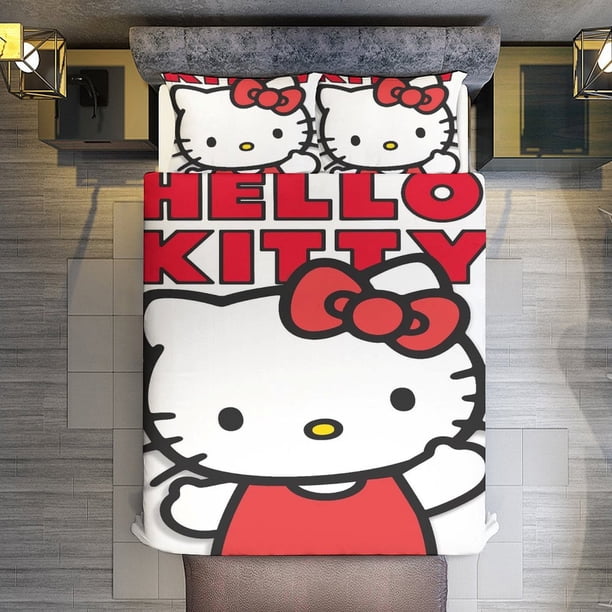 Hello Kitty and Friends Comforter Twin SizeComforter Set for Kids Girls3Pcs Bedding Set Printed Comforter with 2 PillowcasesDown AlternativeSoft and Lightweight Bed Sheets