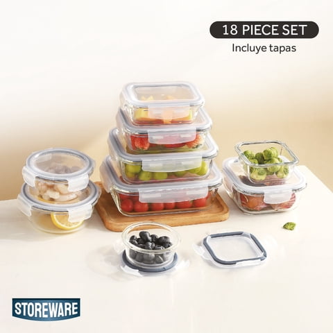 Set 9 Contenedores Herméticos Vidrio Storeware 1 Un