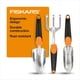 thumbnail image 1 of Set de herramientas de jardinería Fiskars 3 en 1 de aluminio fundido resistente al óxido, 1 of 6