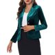 thumbnail image 4 of INSPIRE CHIC Chaqueta de terciopelo vintage para mujer de Halloween con solapa con muescas y botones al frente para usar en el trabajo S Verde esmeralda, 4 of 6