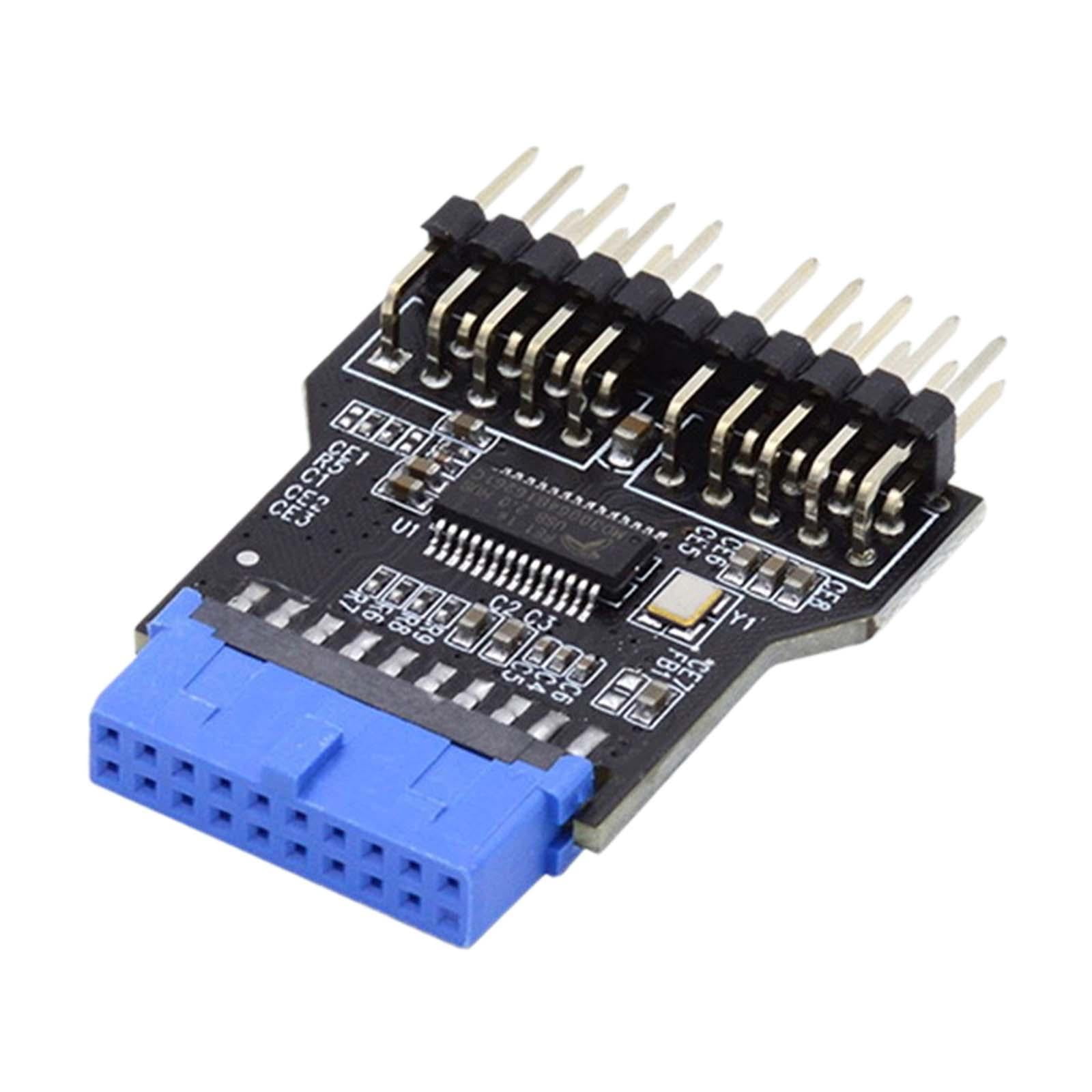 Bothyi - Adaptador De Concentrador Usb De Rendimiento Estable Usb 3 0 De 19 Pines A Usb 2 0 Doble De 9 Pines