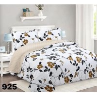 Genérico - Cubrecama Quilt Sherpa King - Blanco Hojas Silvestres M925