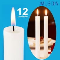 Aileda Pack 12 De Velas Grandes/Velas Blancas-Larga Duración 20X2Cm
