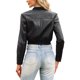thumbnail image 3 of INSPIRE CHIC Chaqueta Bomber para Mujer Chaquetas de Cuero Sintético Recortadas Casual con Cremallera PU Moto Bike Exterior XS Negro, 3 of 6