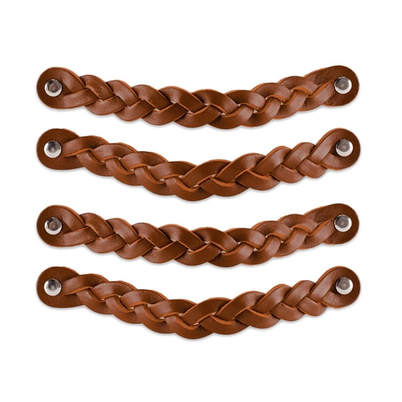 Tiradores de cuero trenzado Brute Strength color cognac de 20 cm