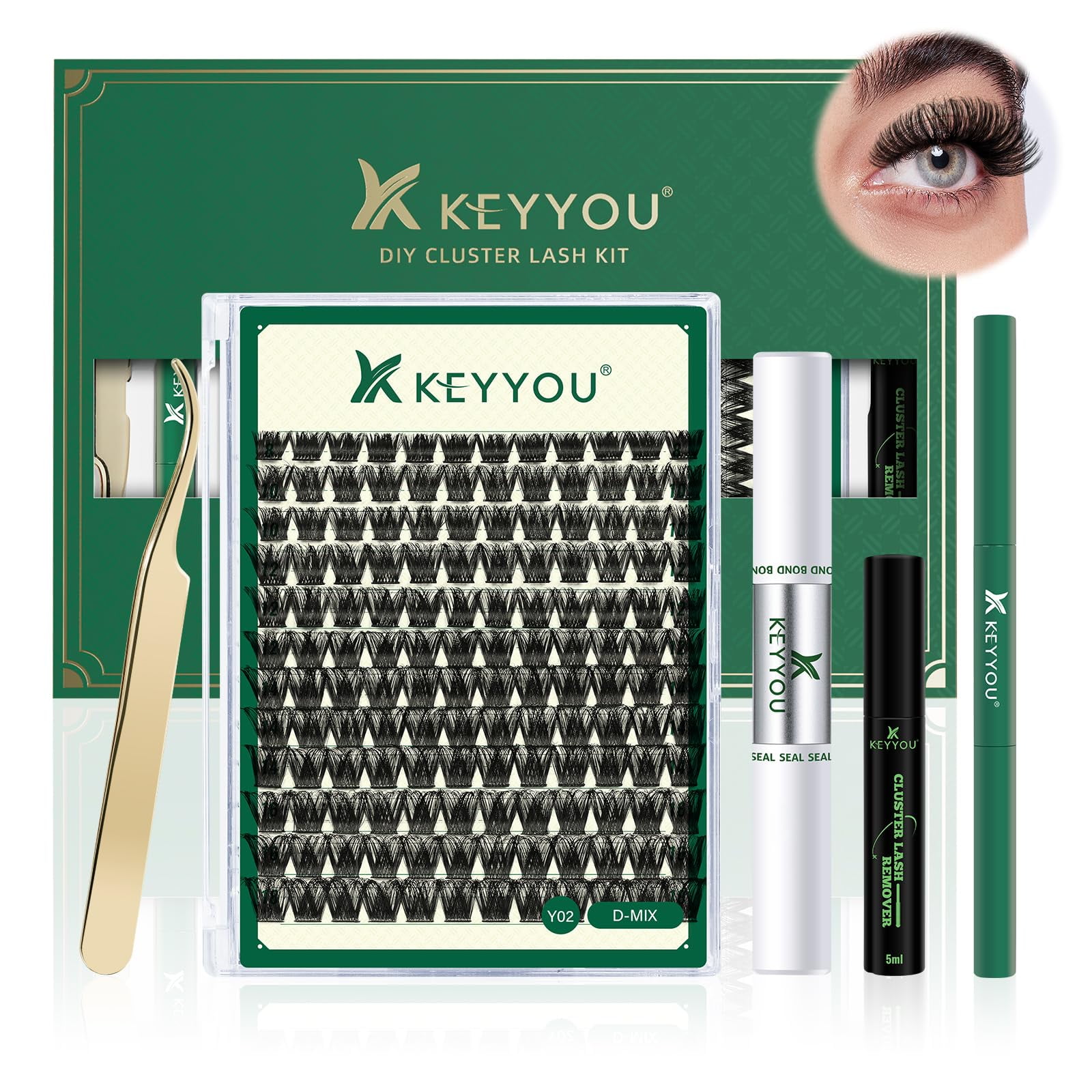 Kit De Extensión De Pestañas Diy Keyyou, 144 Piezas, Kit Lash Clusters Y02