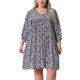 thumbnail image 1 of Agnes Orinda Vestido de Verano Talla Grande para Mujeres Escuelas Universidades Vestido Midi Flowy con Cordón en el Cuello en V Babydoll Sundress 3X Azul Marino, 1 of 6