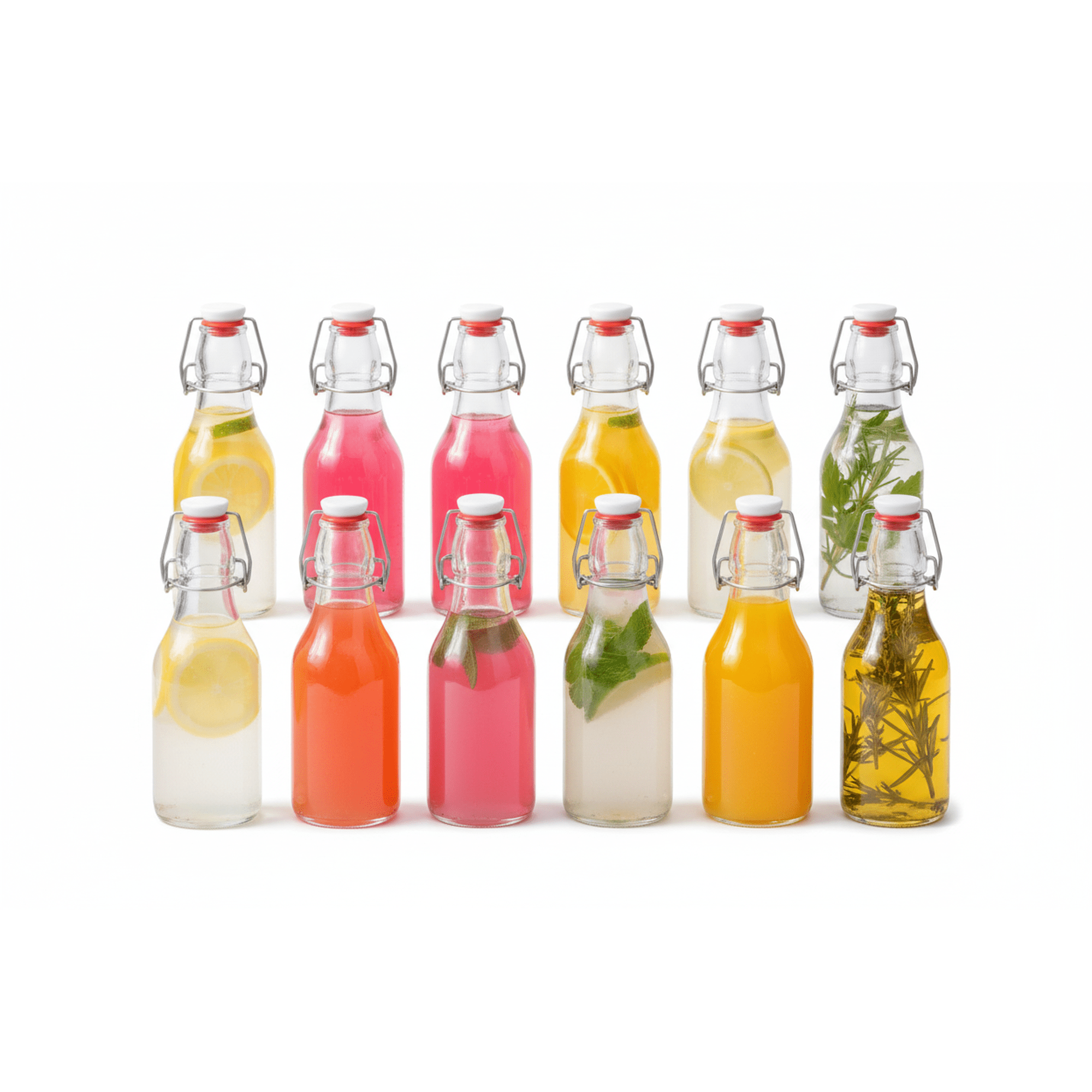 Baima - Pack 12 Botellas De Vidrio 250 Ml Con Tapa Hermética Tipo Clip