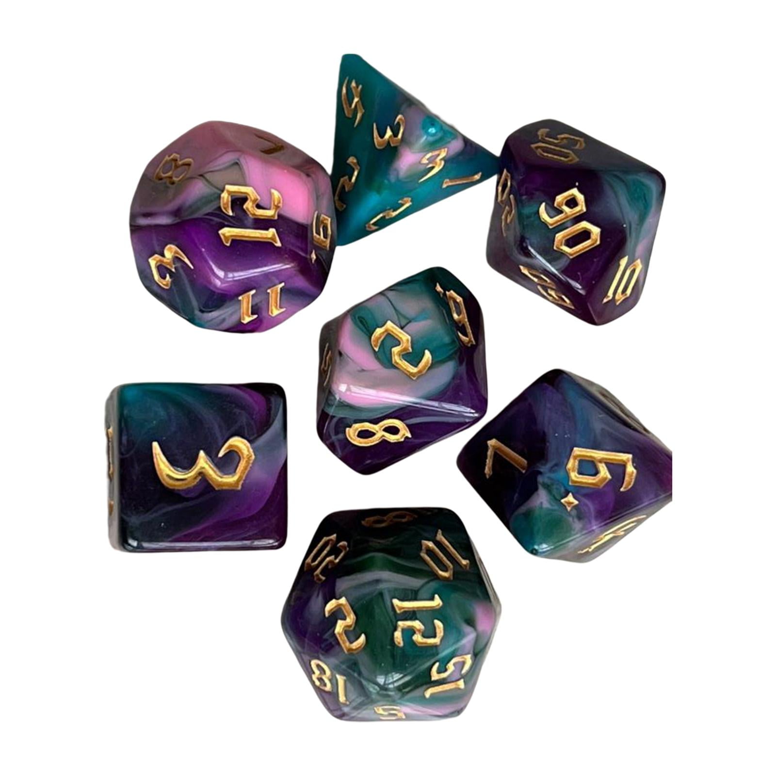 Magideal - 7 Piezas De Dados Poliédricos Para Fiestas, Accesorios De Casino, Accesorios, Cielo Estrellado, Color, Novedad, Dados De Para Dnd, Rpg, , H H