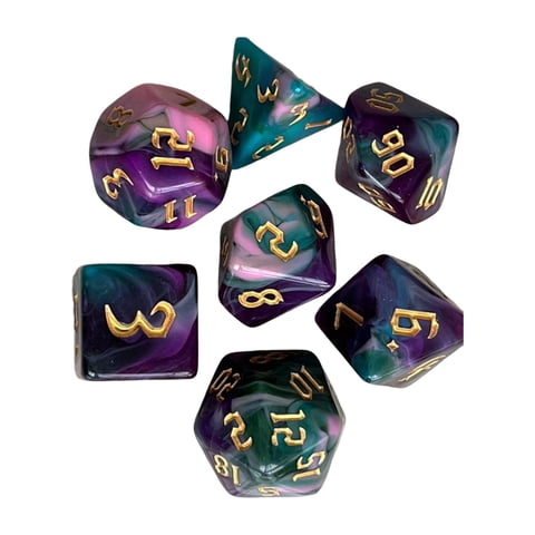 Magideal - 7 Piezas De Dados Poliédricos Para Fiestas, Accesorios De Casino, Accesorios, Cielo Estrellado, Color, Novedad, Dados De Para Dnd, Rpg, , H H