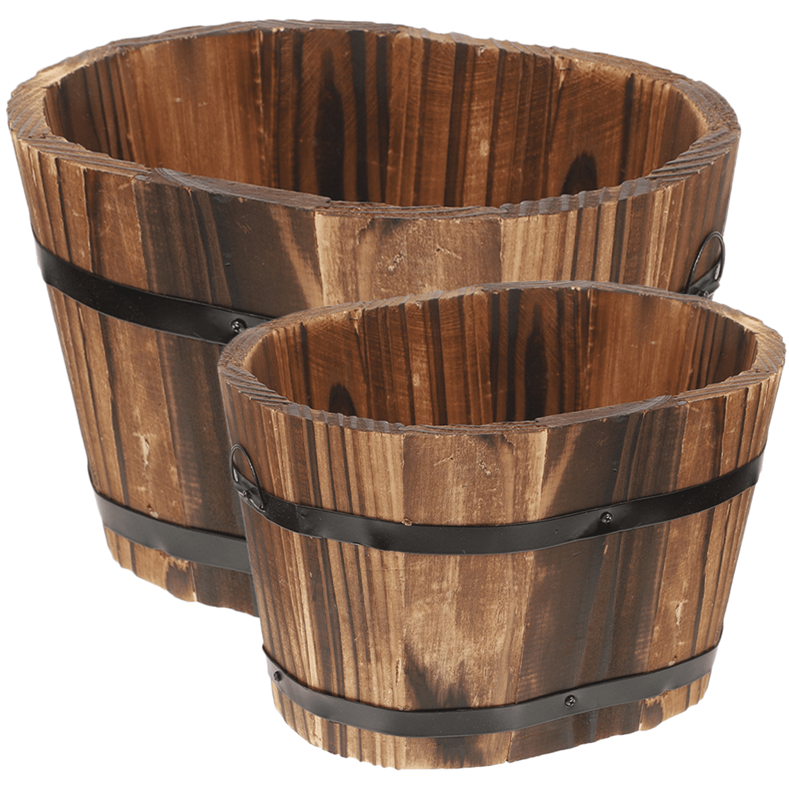 Magideal - 2 Piezas Madera Macetas De Flores Recipientes De Plantas Adornos Rústicos Barriles De Macetas De Madera Para El Escritorio Dormitorio De Oficina Al Ai