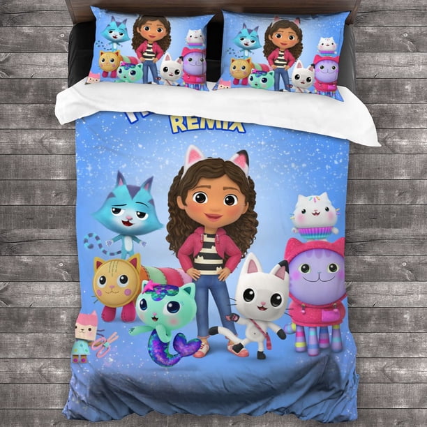 Gabby's Dollhouse Bedding Set Bed Set Aldult Kid Bedroom Duvetcover Sets 3-Piece Bedding Set (1 Duvet Cover + 4362 Pillow Shams) Bed Sheets
