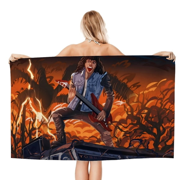 Eddie Munson Toalla de playa de secado rápido con diseño temático, regalo para mujeres y niñas, ideal para cumpleaños, fans, amantes de la música, uso en la playa o al aire libre, 78 × 150 cm