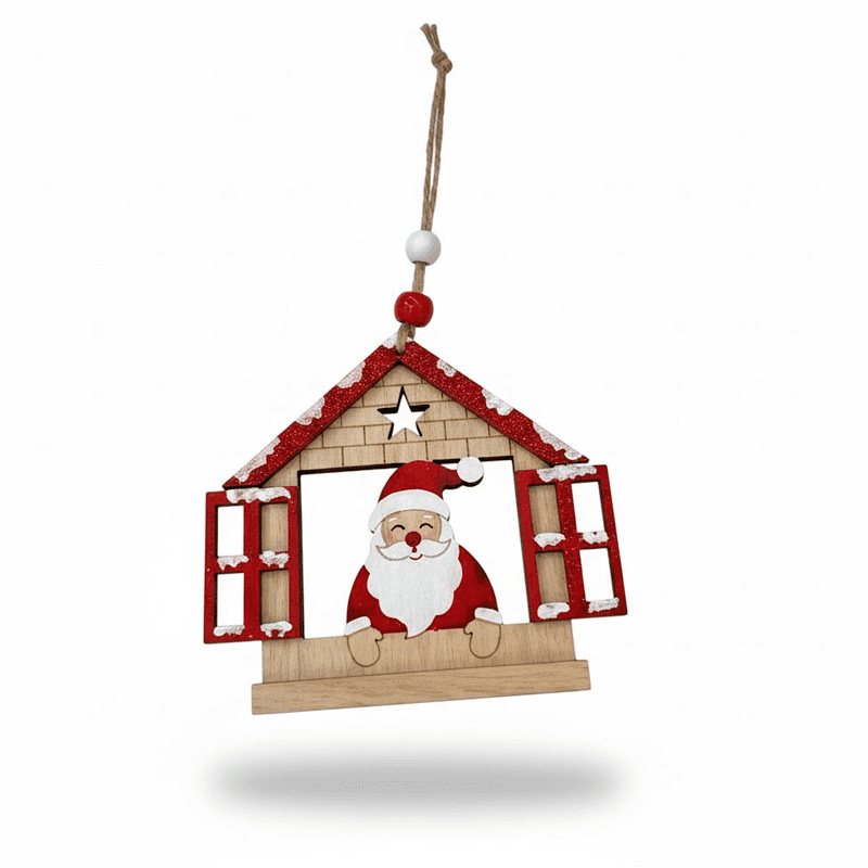 Wakeshome - Adorno De Navidad Madera Decoracion De Pascua Para Arbolito 10cm