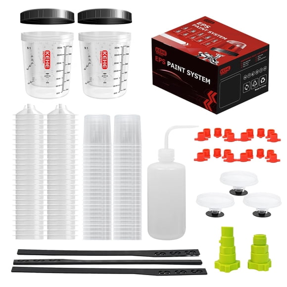 Kit de Vasos Desechables para Pintura KEHE REFINISH 350 ml con 50 Forros