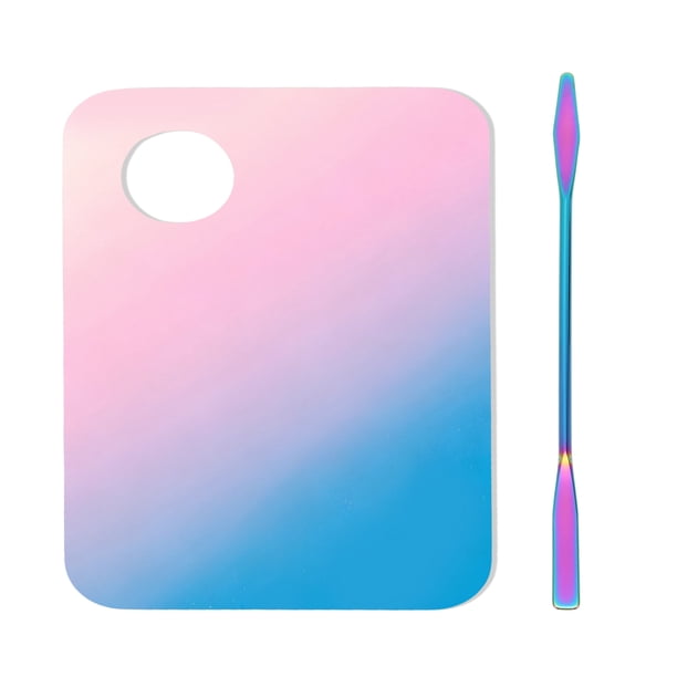 REGALWOVEN 1 Set de Espátula y Paleta de Base Kit Profesional Portátil Herramientas de Maquillaje para Artistas Titanio Iridiscente